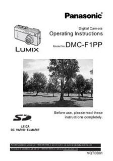 Panasonic Lumix F1 manual. Camera Instructions.